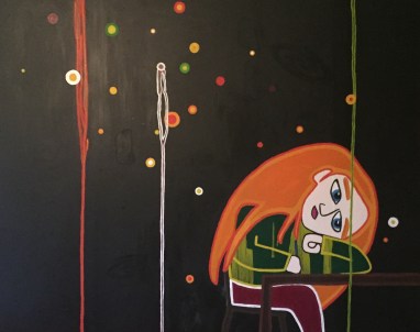 Odd Graphic art self portrait oil painting